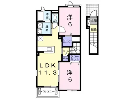 メゾン・ド・リーヴ A(2LDK/2階)の間取り写真