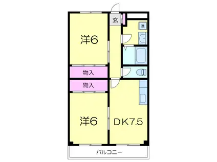 ニューマリッチ塩田(2DK/3階)の間取り写真