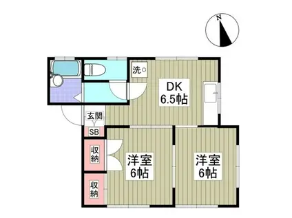 第2エミネントハイツ 富士(2DK/1階)の間取り写真