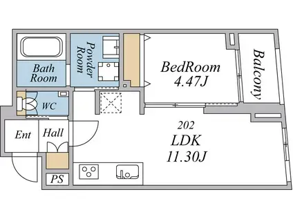 エクセルシオール荏原町(1LDK/2階)の間取り写真