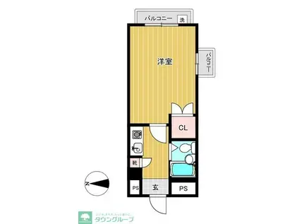 シャルマン蒲生(1K/3階)の間取り写真