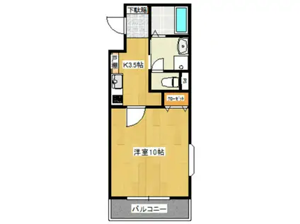 カサグランデII(1K/2階)の間取り写真