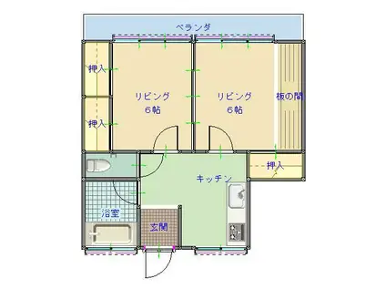 労住協第1ビル(2DK/5階)の間取り写真