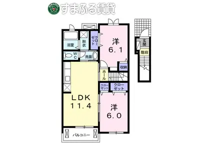 レジデンス井龍(2LDK/2階)の間取り写真