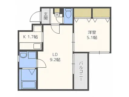 プレスタール(1LDK/1階)の間取り写真