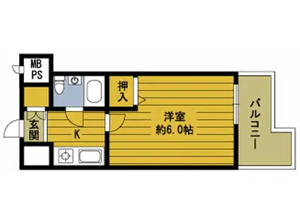 ベルエール大分大在(1K/6階)の間取り写真