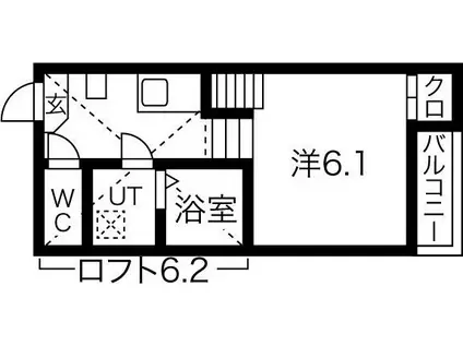 CEREZO中村公園(1K/2階)の間取り写真