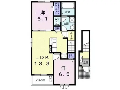 クレオス A(2LDK/2階)の間取り写真