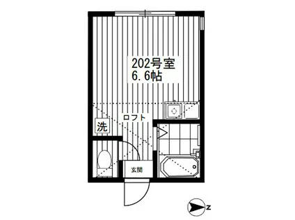 ユナイト戸塚マルビナス(ワンルーム/2階)の間取り写真