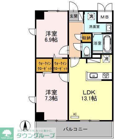 ハック北戸田クレシア(2LDK/5階)の間取り写真