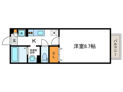 ラ・フロール桂川II(1K/2階)の間取り写真
