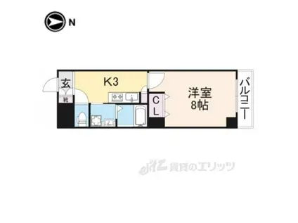 フリーディオ天の川(1K/3階)の間取り写真