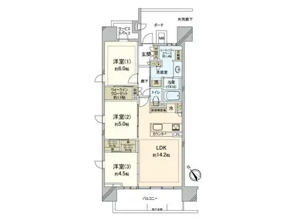 パークホームズ登戸ステーションアヴェニュー(3LDK/11階)の間取り写真