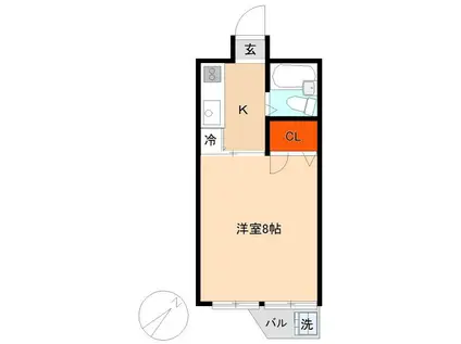 メゾンド秋山(1K/3階)の間取り写真