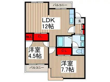 ファーストメゾン壱番館(2LDK/3階)の間取り写真