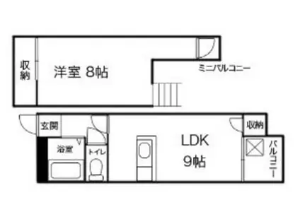 アルファムーンリョーツー(1LDK/3階)の間取り写真