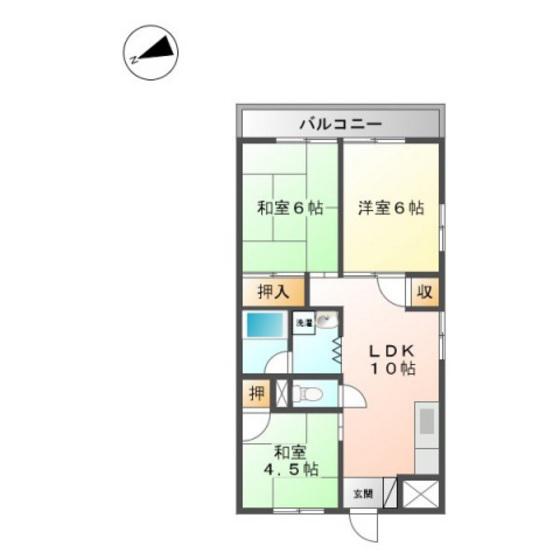 ハイコーポ西原(3LDK/6階)の間取り写真