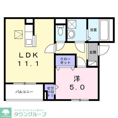 ポルテボヌール本牧(1LDK/2階)の間取り写真