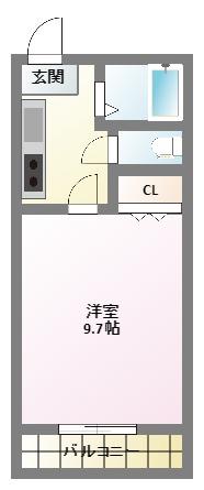ゴールドサークル小松I(1K/4階)の間取り写真