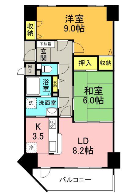 サーパスタウン大町(2LDK/1階)の間取り写真