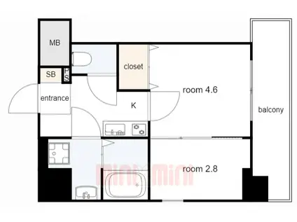 ワコーレヴィータ明石相生(1K/7階)の間取り写真