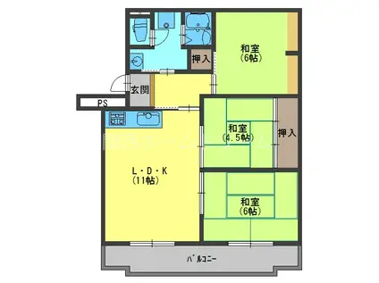 松下団地4号棟(3LDK/4階)の間取り写真