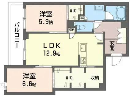 グリシーナ(2LDK/2階)の間取り写真