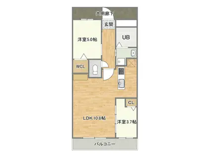 コンダクトレジデンスHIGUCHIMACHI(2LDK/9階)の間取り写真