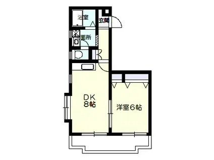 リーベ双葉(1DK/2階)の間取り写真