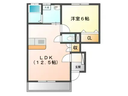 コーポルーク(1LDK/1階)の間取り写真