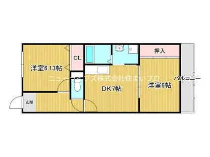 グリーンピア東寝屋川(2DK/6階)の間取り写真