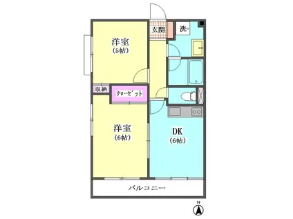 シティパレス(2DK/2階)の間取り写真