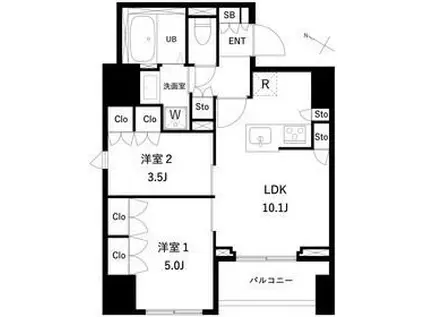 タスキプライムテラス本蓮沼(2LDK/2階)の間取り写真