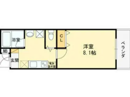 ブライト日根野II(1K/5階)の間取り写真