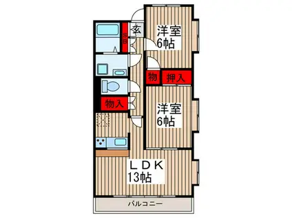 エクセレントリー(2LDK/2階)の間取り写真