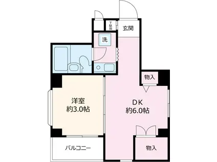 安東ビル(1DK/2階)の間取り写真