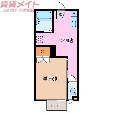 メゾンフジワラ(1DK/1階)の間取り写真