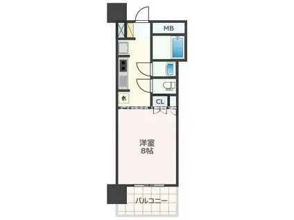 RJRプレシア熊本駅前(1K/9階)の間取り写真