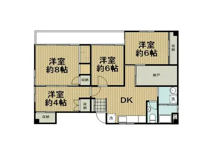 川出ビル(4SDK/3階)の間取り写真