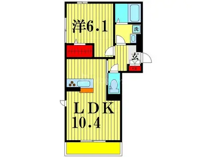 メゾン・ド・ノール おおたか(1LDK/3階)の間取り写真