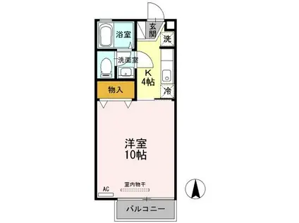 クレスト木太B棟(1K/2階)の間取り写真