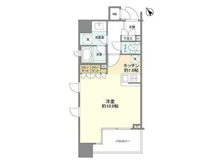 クオリア銀座三丁目(1K/4階)の間取り写真