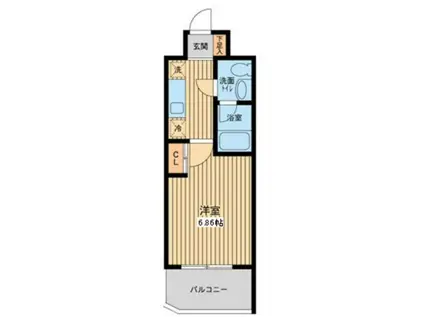 プロスペクト門前仲町(1K/4階)の間取り写真