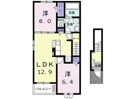 カーサ ルーナ(2LDK/2階)の間取り写真