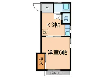 末藤荘(1K/2階)の間取り写真
