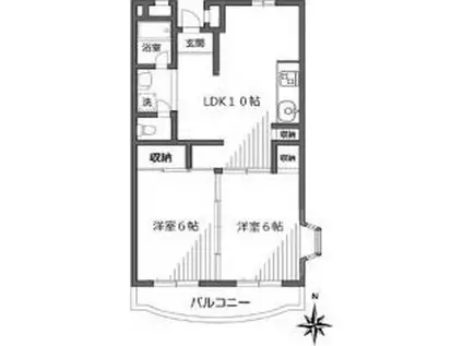 ファルム烏山(2LDK/4階)の間取り写真
