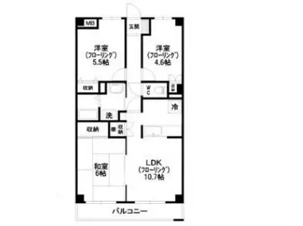 PALACE AZALEAパレスアゼリア(3LDK/3階)の間取り写真