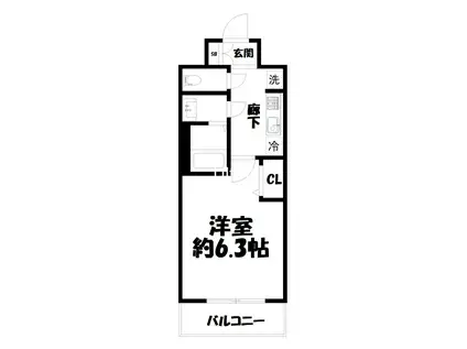 プレサンスTHE KYOTO 新町通(1K/3階)の間取り写真