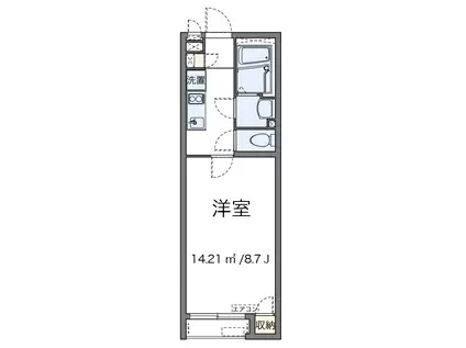 クローバーハイツII(1K/1階)の間取り写真