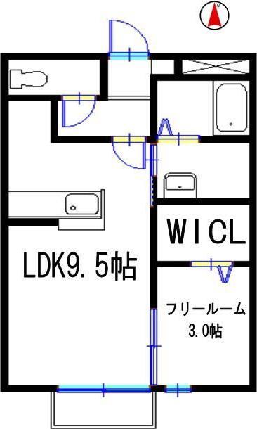 ディアコート(1LDK/2階)の間取り写真